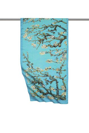 Water Green Almond Blossom Silky Foulard 