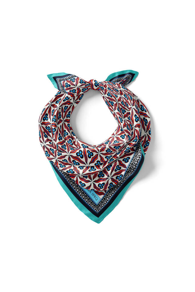 Water Green Çintemani Pattern Silky Pocket Square - 2