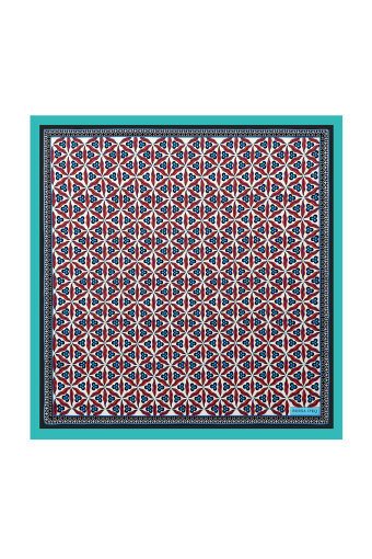 Water Green Çintemani Pattern Silky Pocket Square 