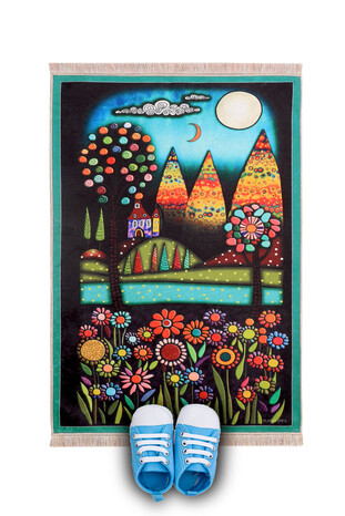 Water Green Moonlight Flowers Children's Prayer Rug And Play Mat 