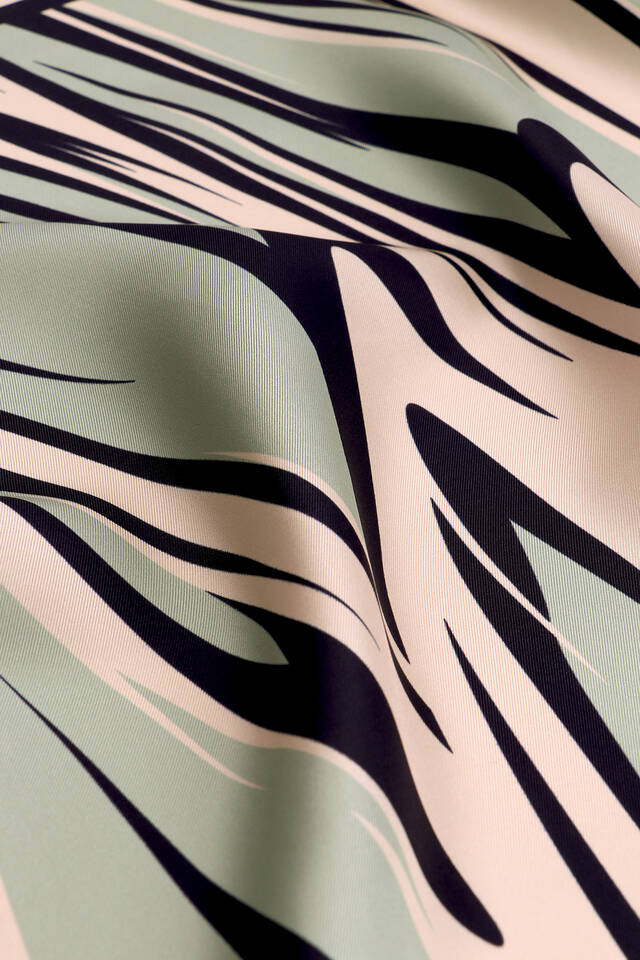 Water Green Nilsu Pattern Twill Silk Square Scarf - 3