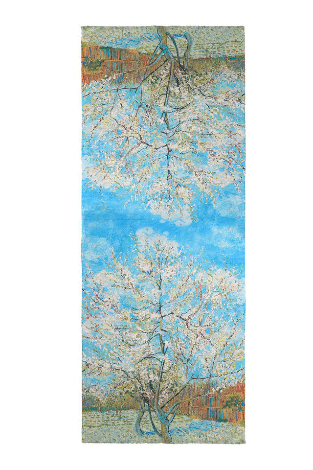 Water Green Peach Tree Pattern Winter Shawl - 4