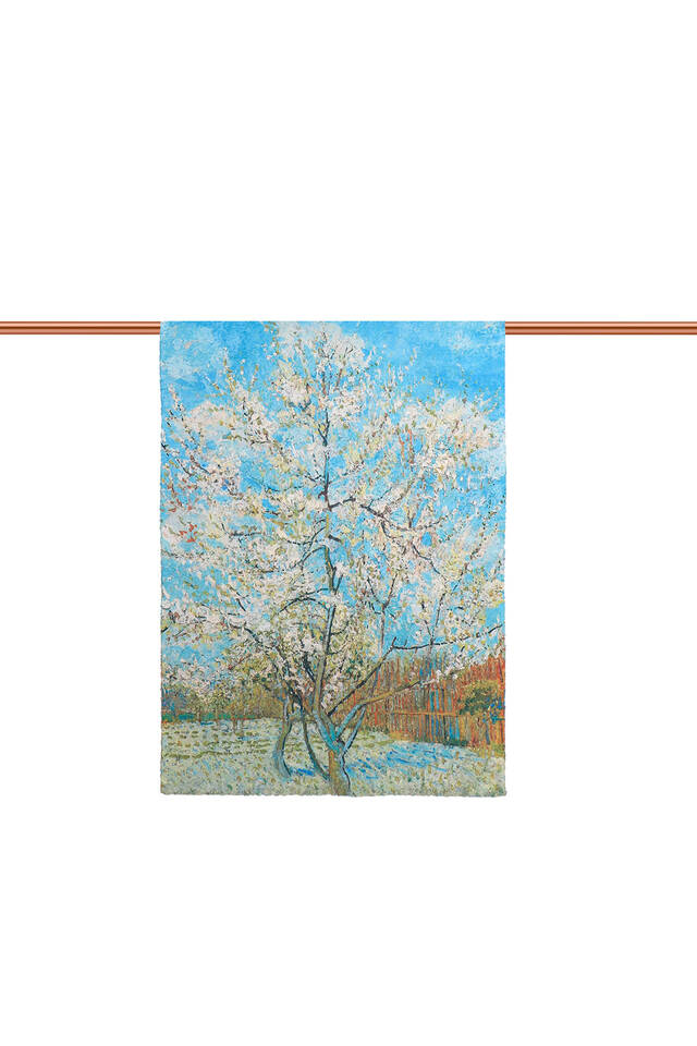 Water Green Peach Tree Pattern Winter Shawl - 3