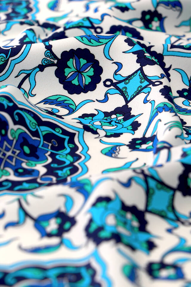 Water Green Tile Pattern Silky Pocket Square - 3