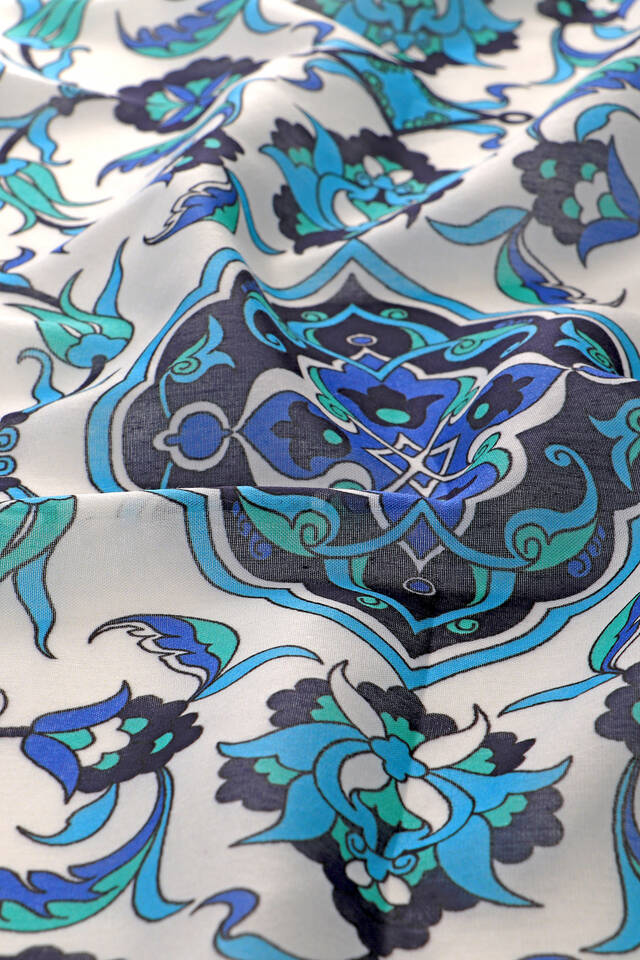 Water Green Tile Pattern Soft Square Scarf - 3