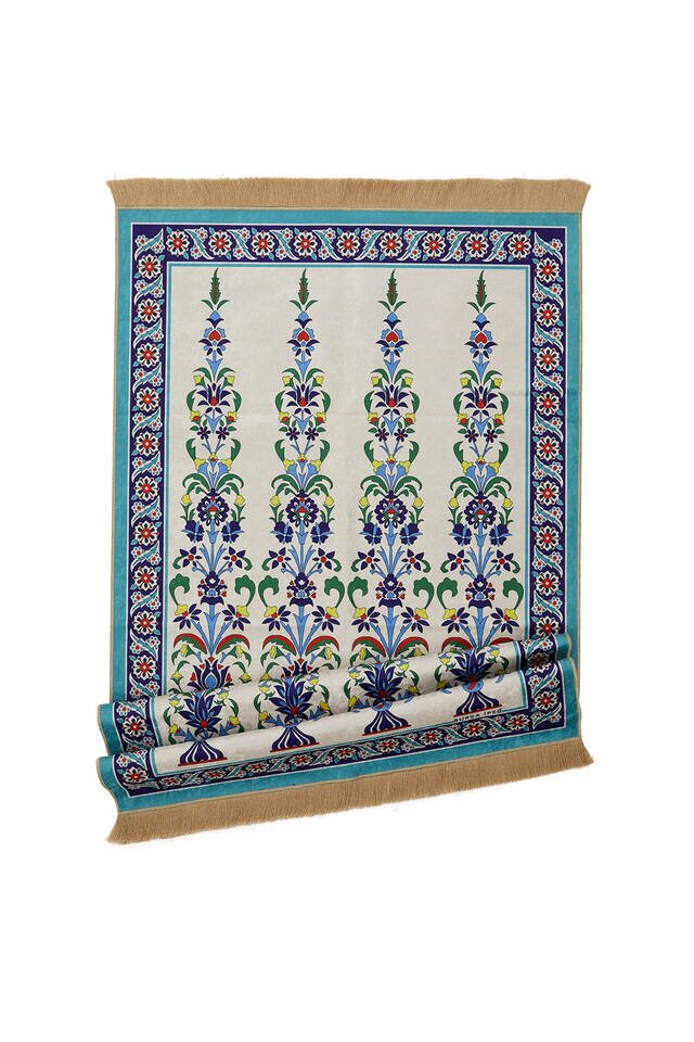 Water Green Velvet Carpet Prayer Rug - 4