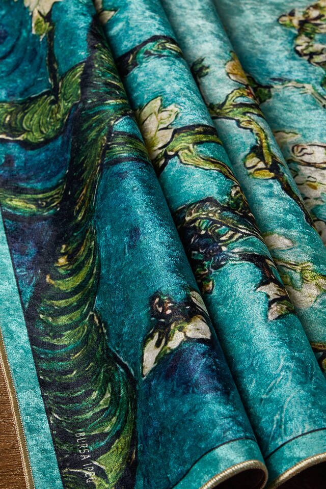 Water Green Velvet Carpet Prayer Rug - 2