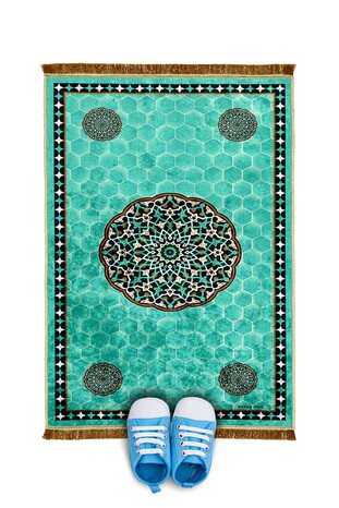 Water Green Velvet Children's Prayer Rug 