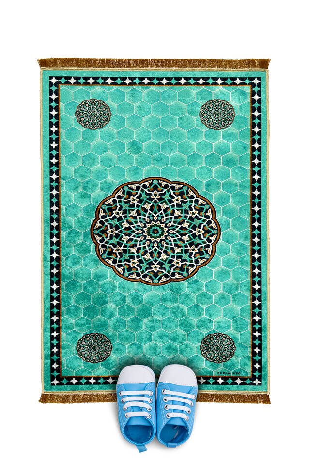 Water Green Velvet Children's Prayer Rug 