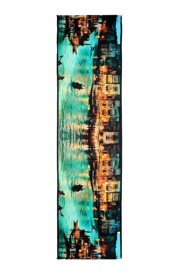 Water Green Venice Silk Painting Foulard - 5