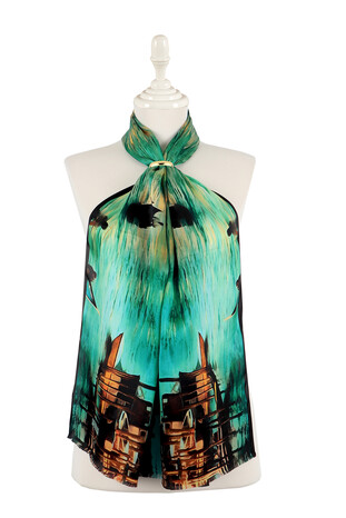 Water Green Venice Silk Painting Foulard 