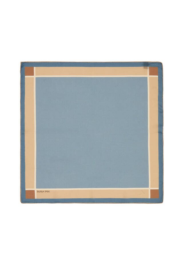Water Green Wide Border Plain Silk Pocket Square - Bursa İpek