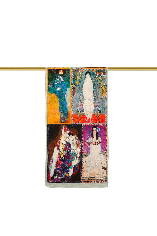 Water Green Women Silk Painting Foulard - 3