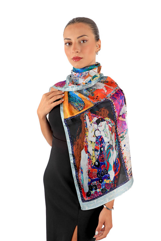 Water Green Women Silk Painting Foulard - 2