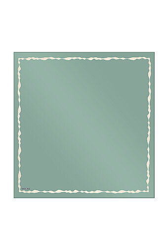 Water Wave Silk Square Scarf with Mint Edge 