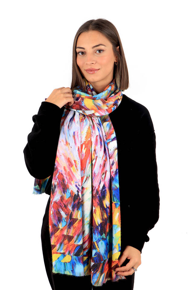 White Angel Pattern Winter Shawl - 2