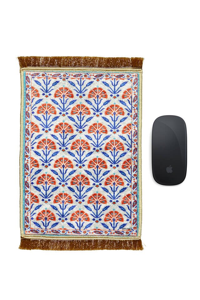 White Decorative Small Carpet Mousepad - Bursa İpek
