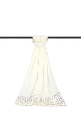 White Handcrafted Lace Angles Scarf 