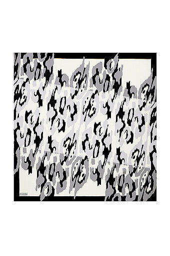 White Sare Pattern Twill Silk Square Scarf 