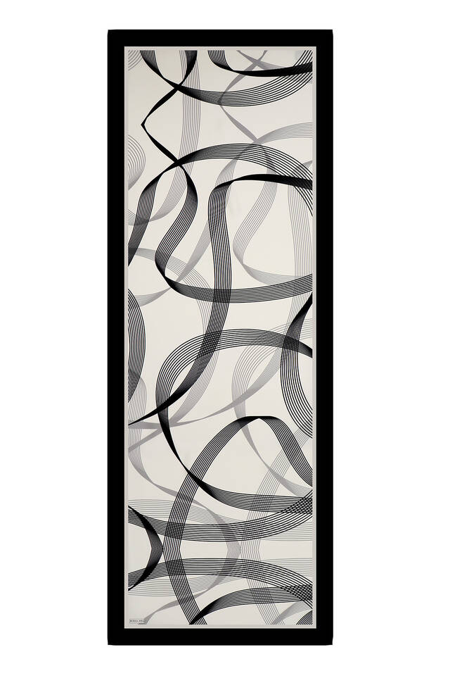 White Twill Silk Scarf with Carousel Pattern - 3