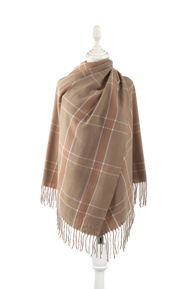 Winter Shawl with Milky Coffee Pattern - Bursa İpek