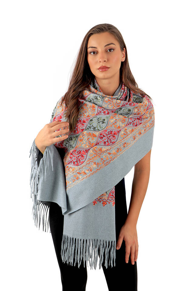 Winter Shawl with Silver Embroidery - 2