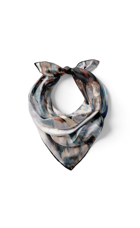 Woman in Gray Hat Pattern Silk Pocket Square - 2