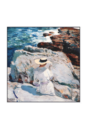 Woman in Gray Hat Pattern Silk Pocket Square 