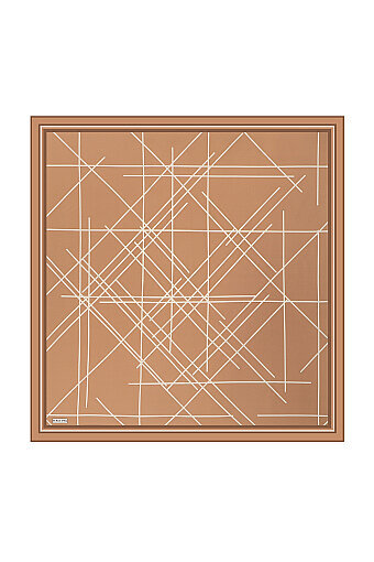 Bronz Yankı Desen Twill İpek Eşarp 