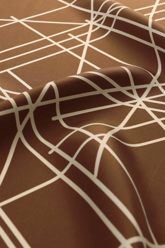 Kahverengi Yankı Desen Twill İpek Eşarp - 3