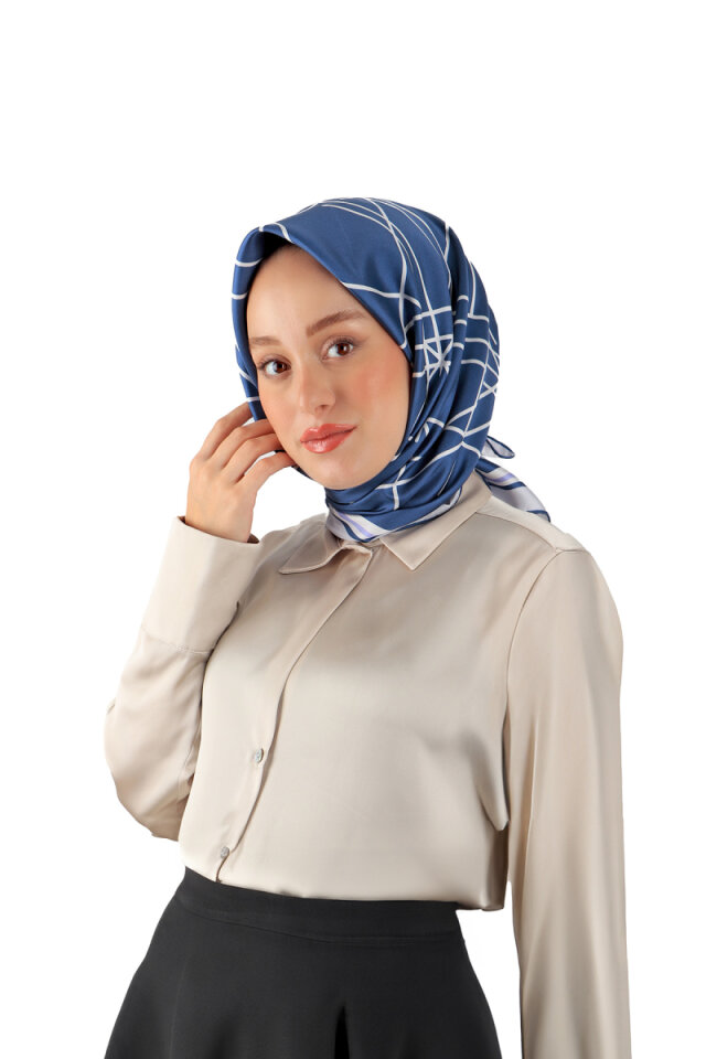 الأزرق صدى نمط حك الحرير وشاح 