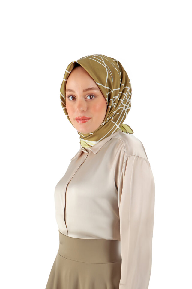 الزيتون الأخضر صدى نمط حك وشاح الحرير 