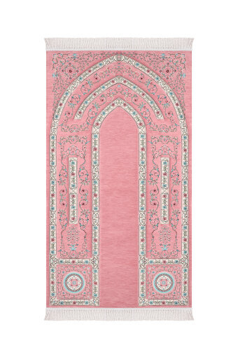 Pembe Yasmin Desen Süngerli Kapitone Dokuma Seccade 
