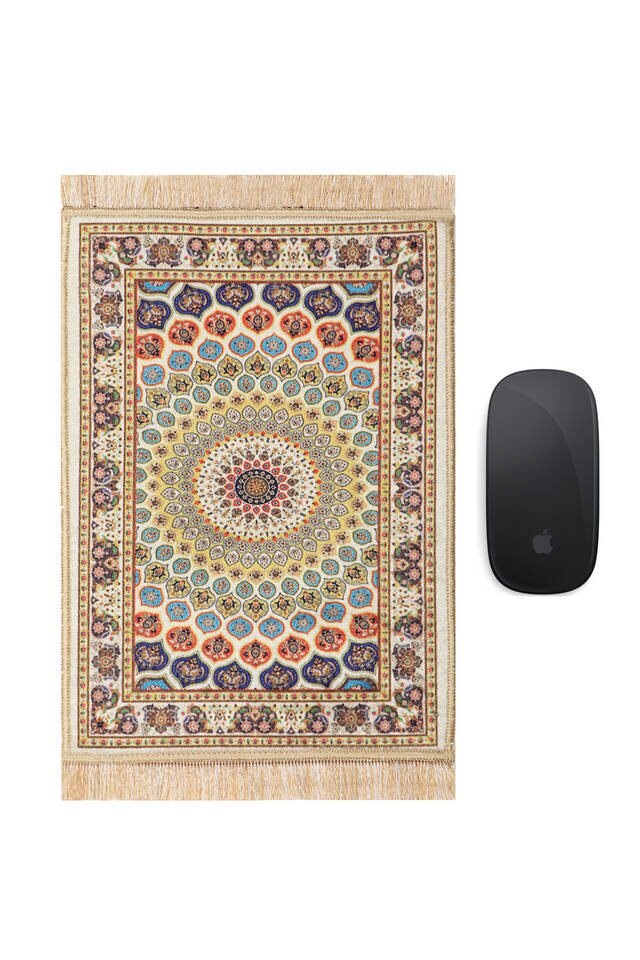 Yellow Decorative Small Carpet Mousepad - Bursa İpek