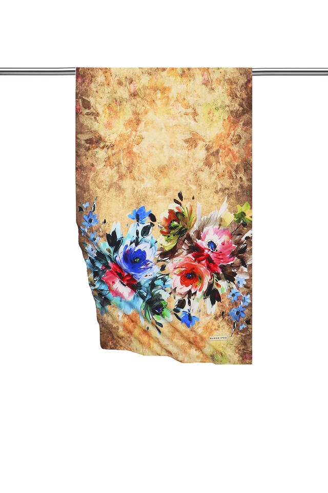 Yellow Flower Silky Foulard - Bursa İpek