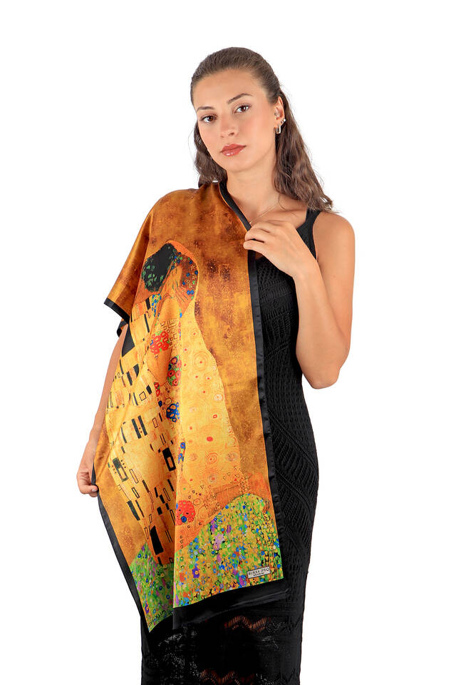 Yellow Kiss Silk Painting Foulard - 2