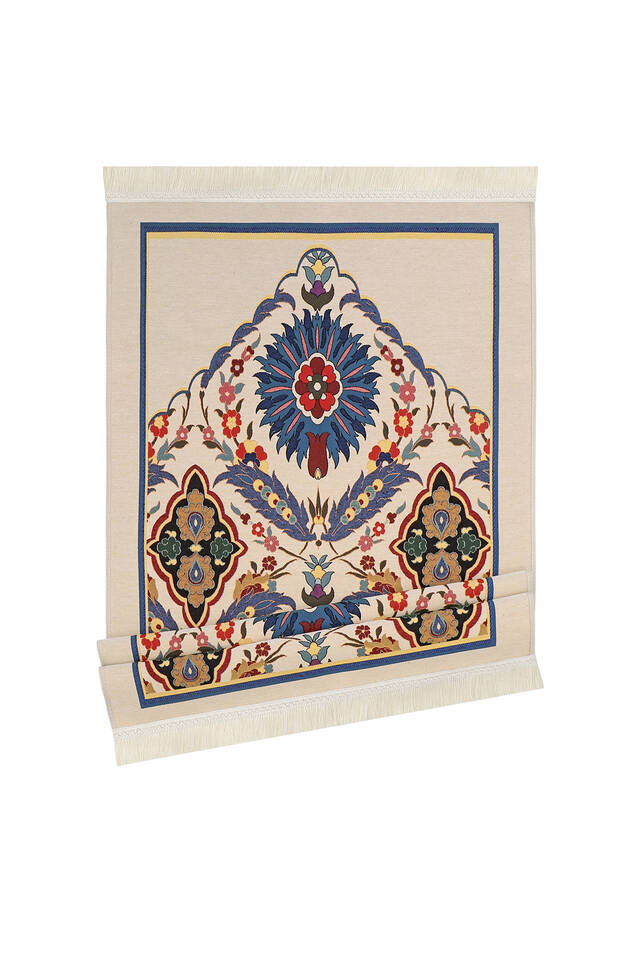 Yellow Tile Pattern Tapestry Prayer Rug - 4