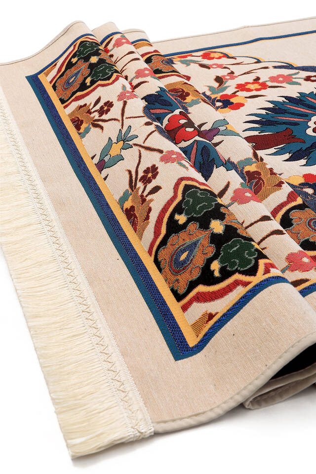 Yellow Tile Pattern Tapestry Prayer Rug - 3