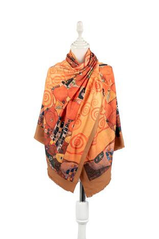 Yellow Tree of Life Pattern Winter Shawl 