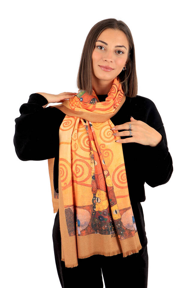 Yellow Tree of Life Pattern Winter Shawl - 2
