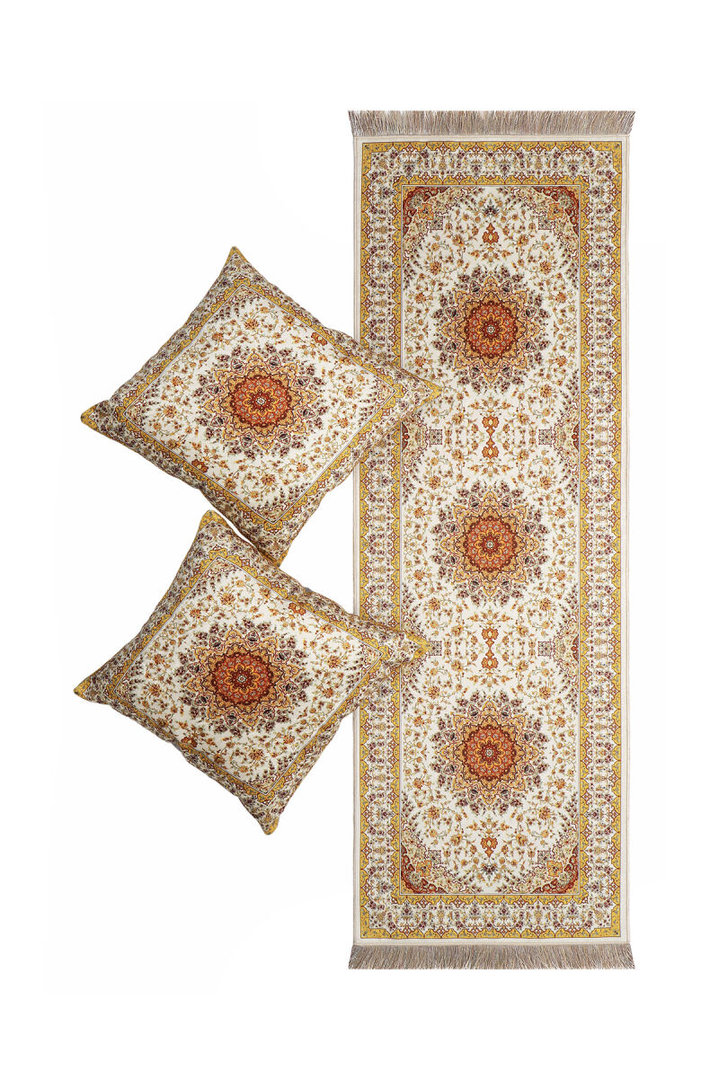 Yellow Velvet Runner Set - Bursa İpek