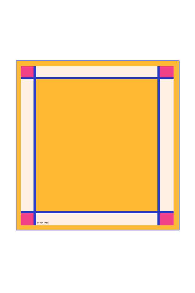 Yellow Wide Bordered Plain Silk Pocket Square - Bursa İpek