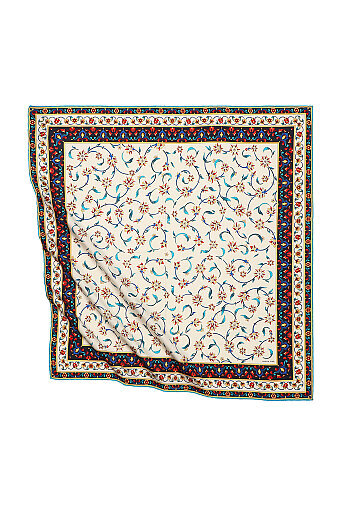 Yellow Wildflower Pattern Silky Square Scarf 