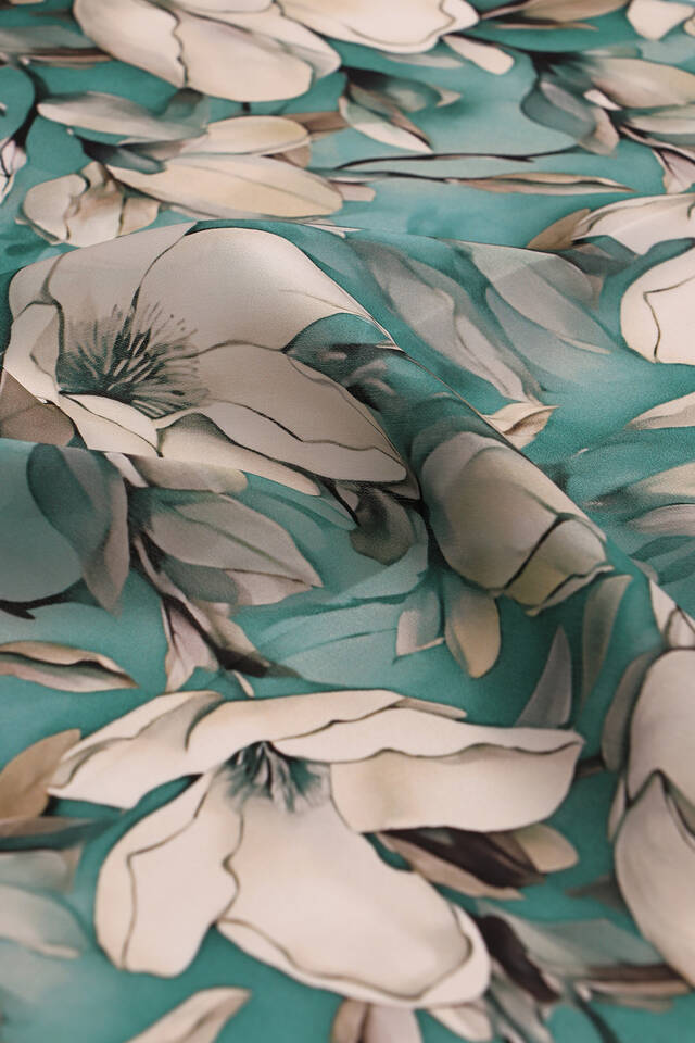 Yeşil Nergis Desen İpek Mendil - 3