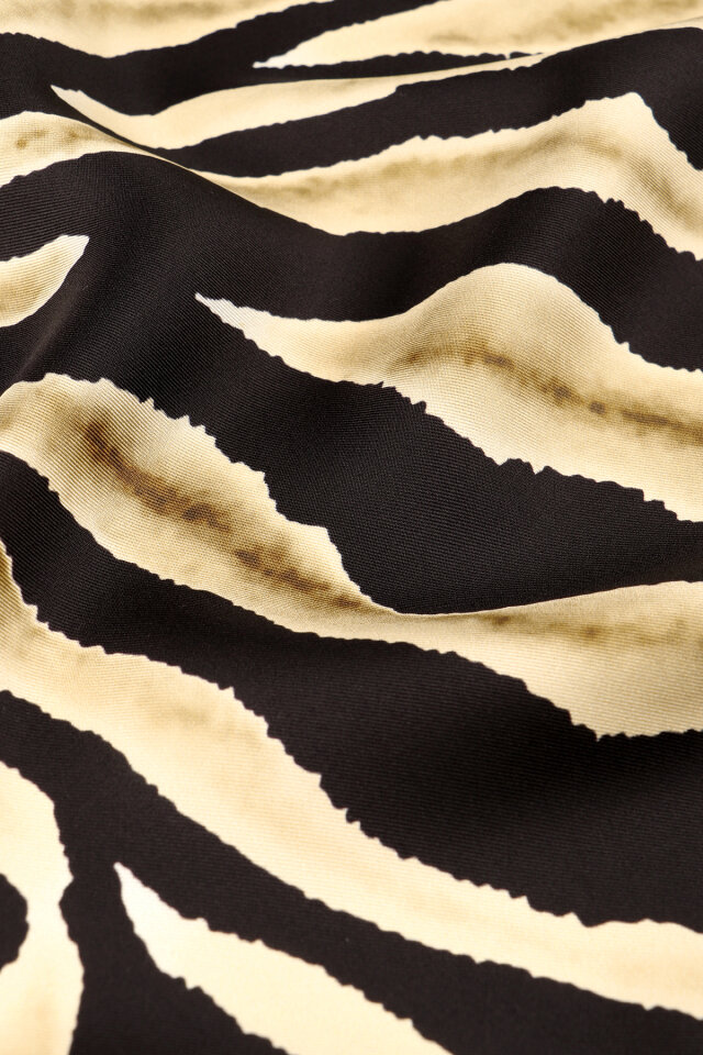 Gold Zebra Desen Twill İpek Eşarp - 4
