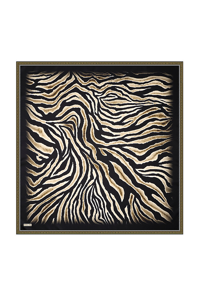 Gold Zebra Desen Twill İpek Eşarp 