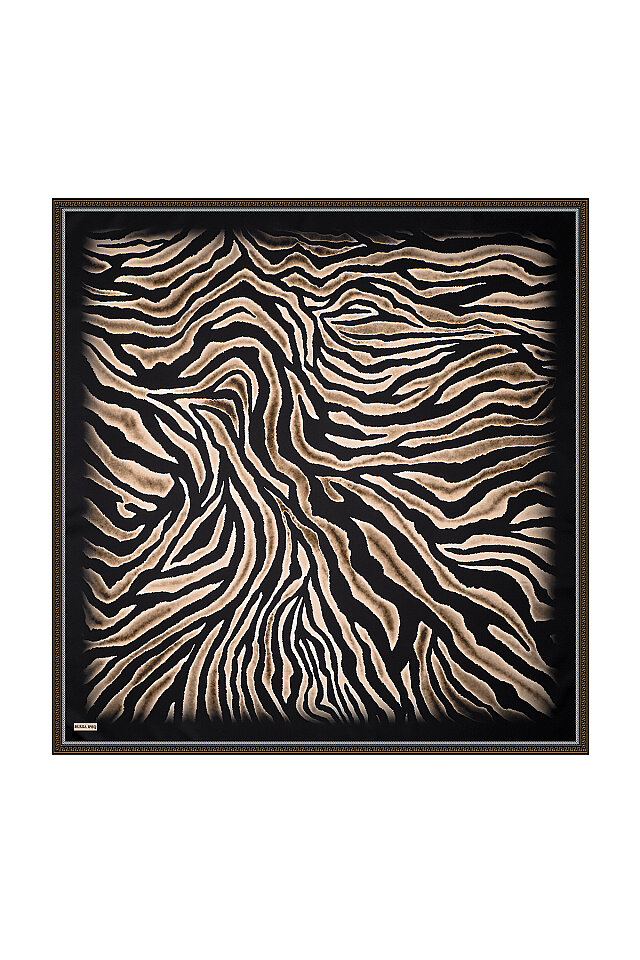 Vizon Zebra Desen Twill İpek Eşarp 