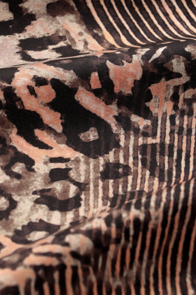 Kestane Zebra Leopar Desen Twill İpek Eşarp - 4