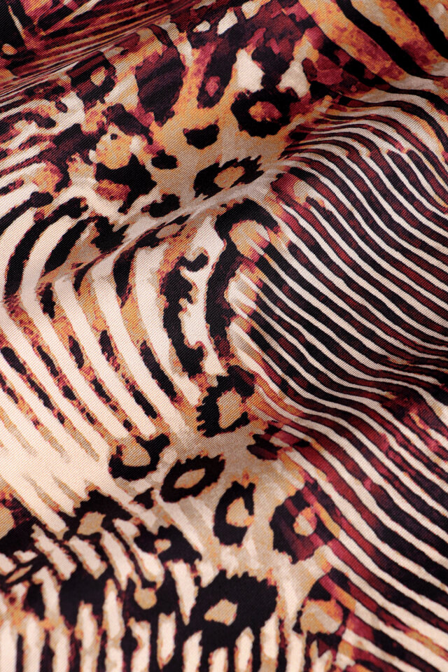 Damson Zebra Leopard Pattern Twill Silk Scarf - 4