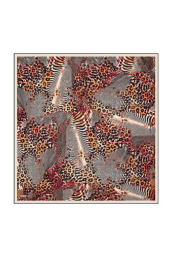 Damson Zebra Leopard Pattern Twill Silk Scarf 